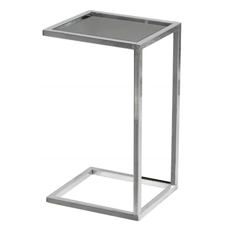 Snack Table with Glass Top and Chrome Frame
